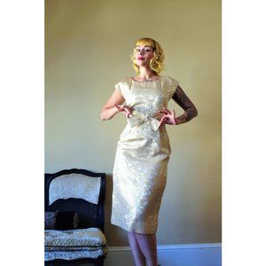 Vintage Gold Lame Brocade Wiggle Dress